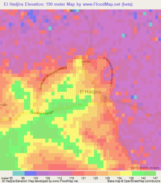 El Hadjira,Algeria Elevation Map