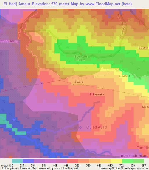 El Hadj Ameur,Algeria Elevation Map