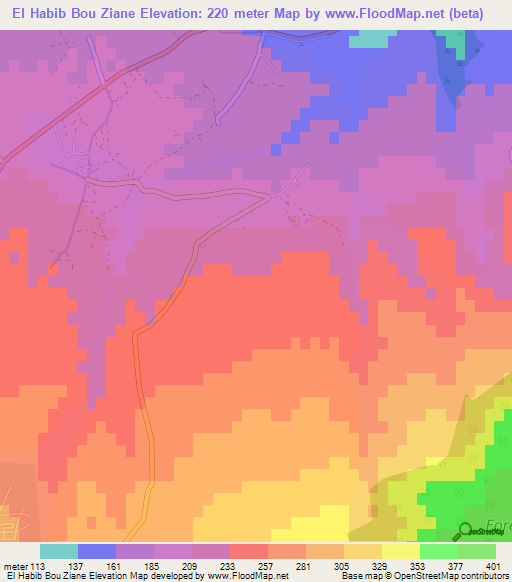 El Habib Bou Ziane,Algeria Elevation Map