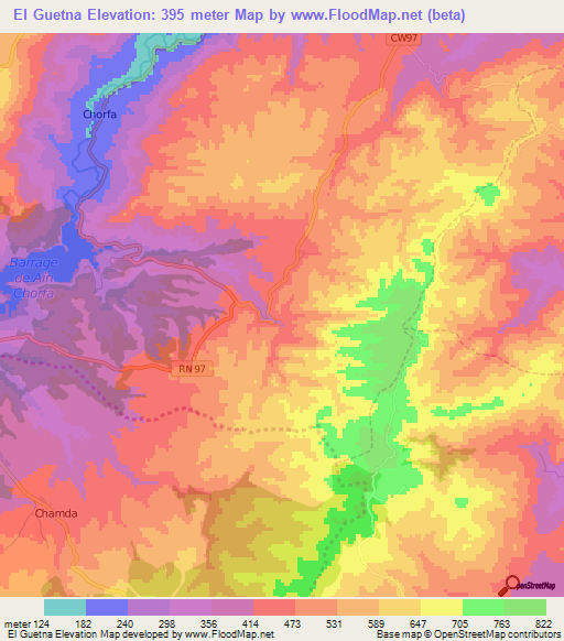 El Guetna,Algeria Elevation Map