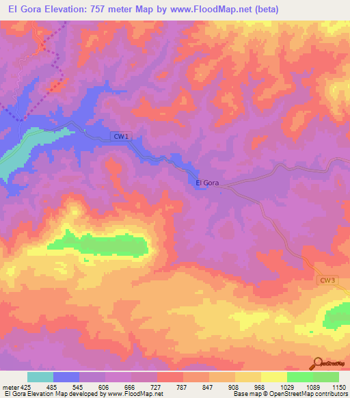 El Gora,Algeria Elevation Map