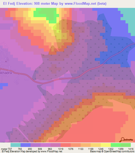 El Fedj,Algeria Elevation Map
