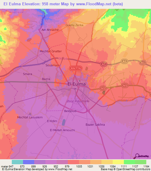 El Eulma,Algeria Elevation Map