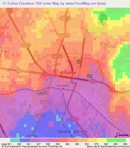 El Eulma,Algeria Elevation Map