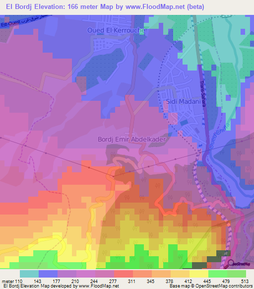 El Bordj,Algeria Elevation Map