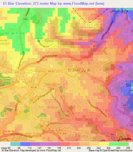 El Biar,Algeria Elevation Map
