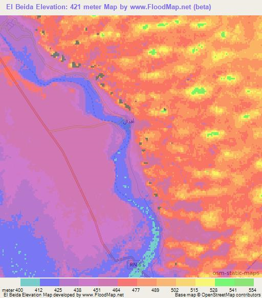 El Beida,Algeria Elevation Map