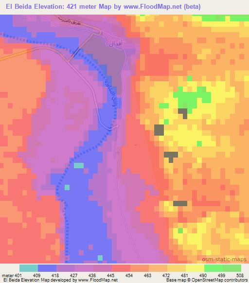 El Beida,Algeria Elevation Map