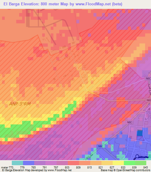 El Barga,Algeria Elevation Map