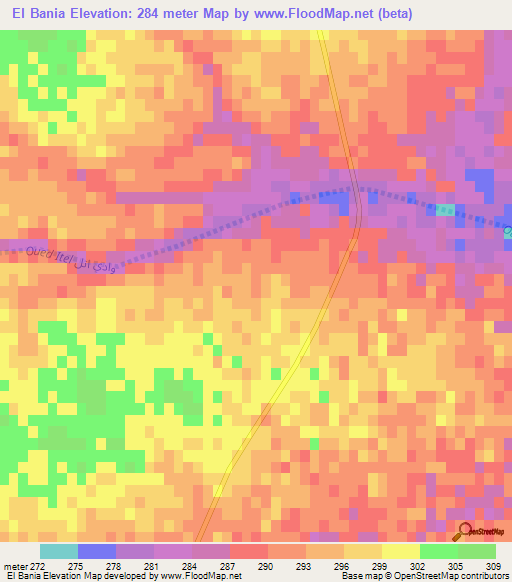 El Bania,Algeria Elevation Map