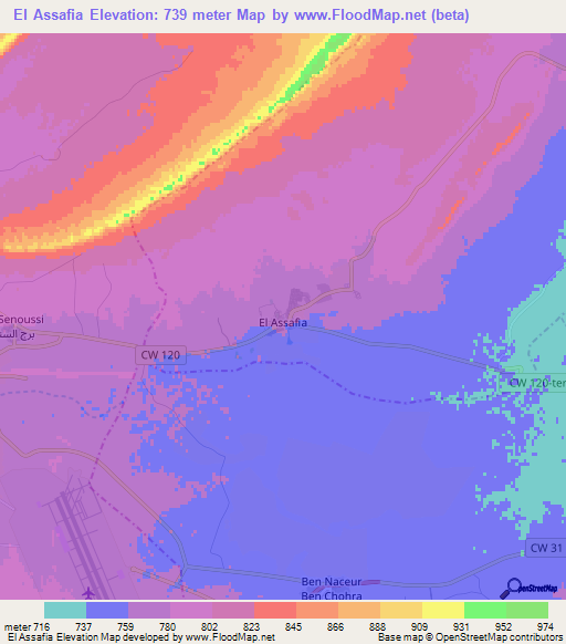 El Assafia,Algeria Elevation Map