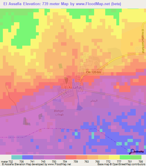 El Assafia,Algeria Elevation Map