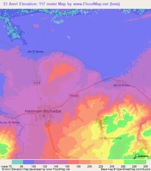 El Amri,Algeria Elevation Map