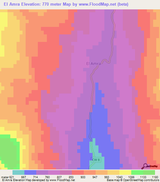 El Amra,Algeria Elevation Map