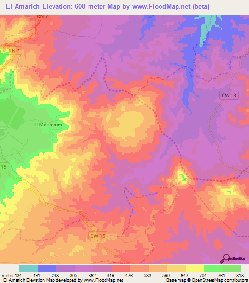 El Amarich,Algeria Elevation Map