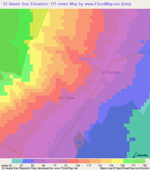 El Akada Srar,Algeria Elevation Map
