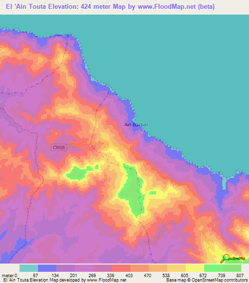 El 'Ain Touta,Algeria Elevation Map