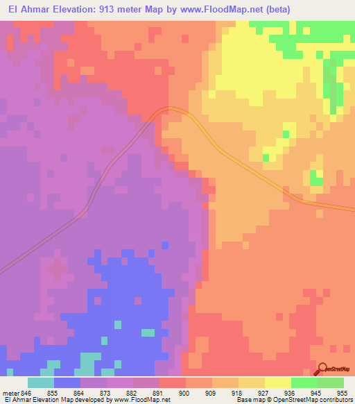 El Ahmar,Algeria Elevation Map