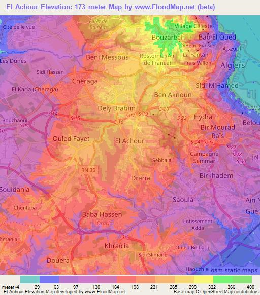 El Achour,Algeria Elevation Map