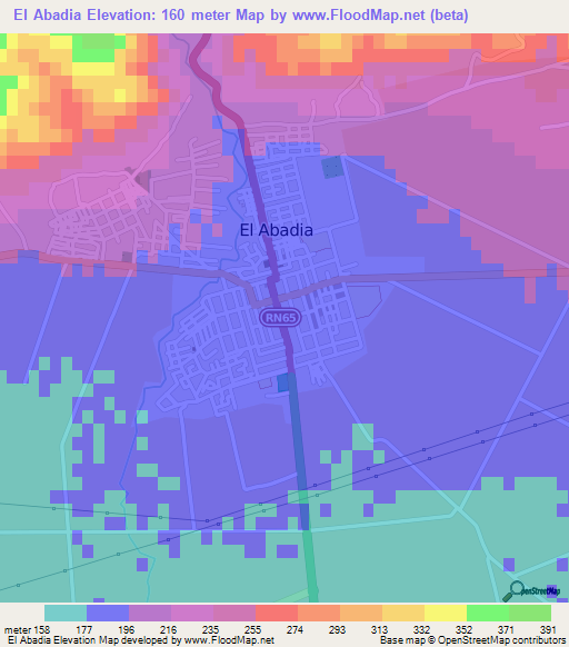 El Abadia,Algeria Elevation Map