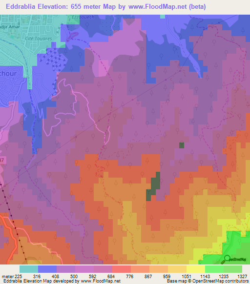 Eddrablia,Algeria Elevation Map