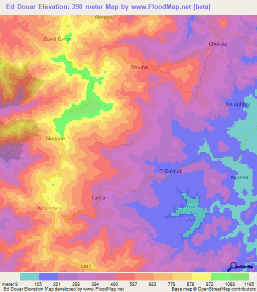 Ed Douar,Algeria Elevation Map