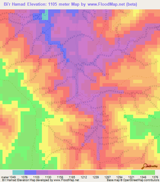 Bi'r Hamad,Jordan Elevation Map