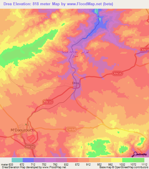Drea,Algeria Elevation Map