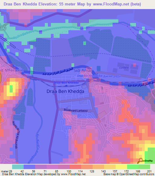 Draa Ben Khedda,Algeria Elevation Map