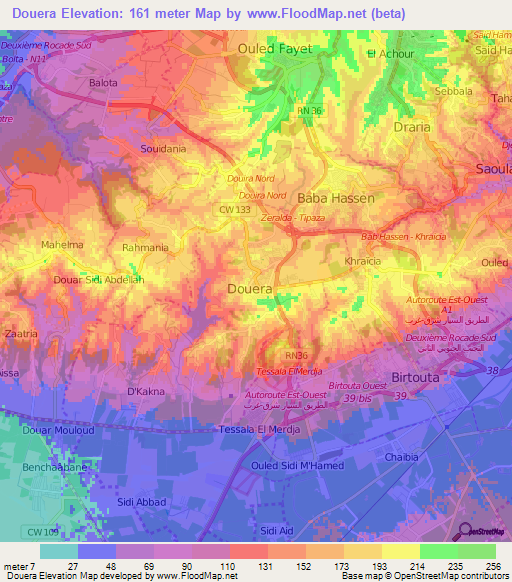 Douera,Algeria Elevation Map