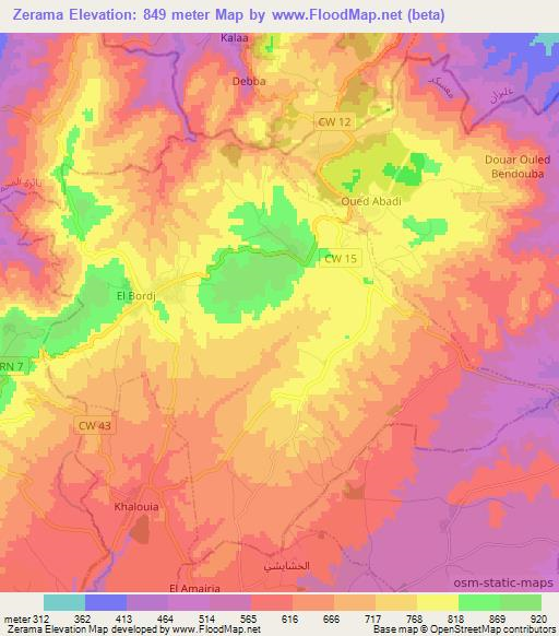 Zerama,Algeria Elevation Map