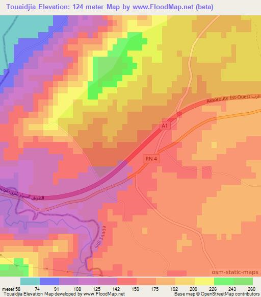 Touaidjia,Algeria Elevation Map