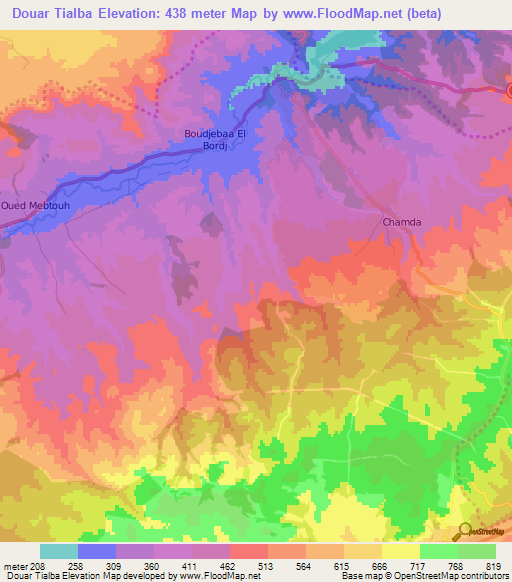 Douar Tialba,Algeria Elevation Map