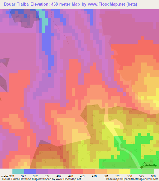 Douar Tialba,Algeria Elevation Map