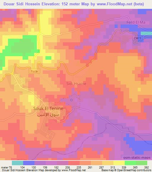 Douar Sidi Hossein,Algeria Elevation Map