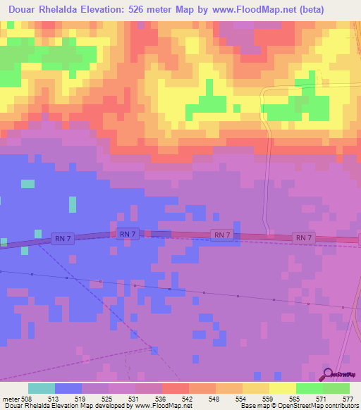 Douar Rhelalda,Algeria Elevation Map