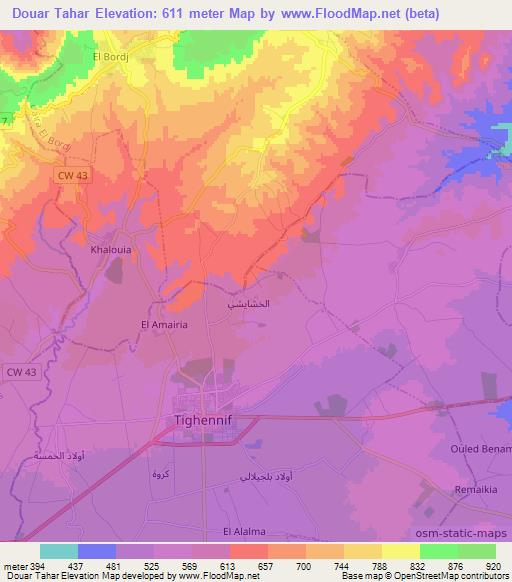 Douar Tahar,Algeria Elevation Map