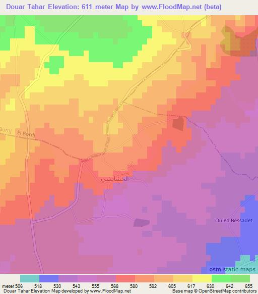 Douar Tahar,Algeria Elevation Map