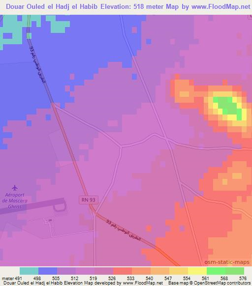 Douar Ouled el Hadj el Habib,Algeria Elevation Map