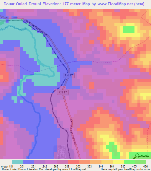 Douar Ouled Drouni,Algeria Elevation Map