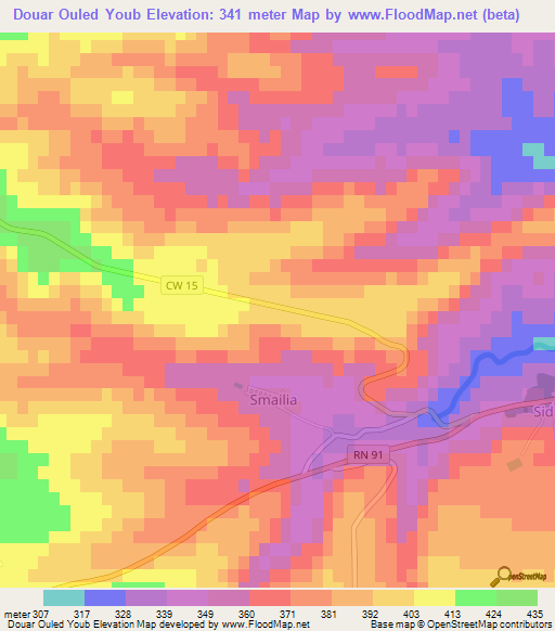 Douar Ouled Youb,Algeria Elevation Map