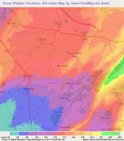 Douar N'djajra,Algeria Elevation Map