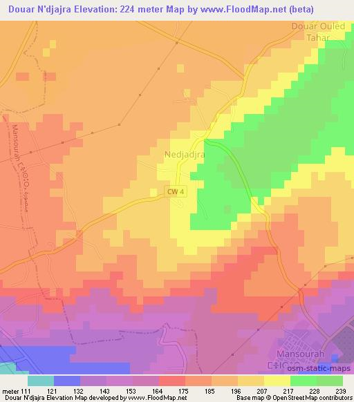 Douar N'djajra,Algeria Elevation Map