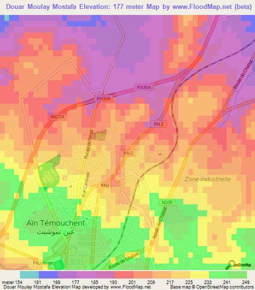 Douar Moulay Mostafa,Algeria Elevation Map