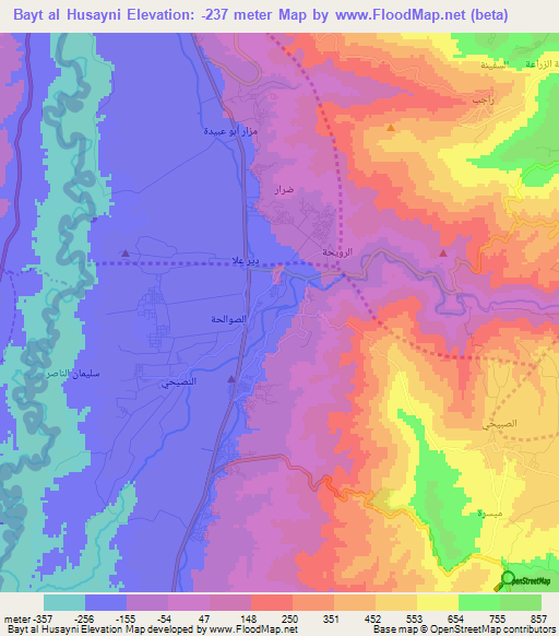 Bayt al Husayni,Jordan Elevation Map