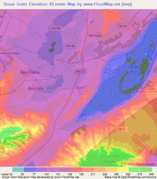 Douar Gotni,Algeria Elevation Map
