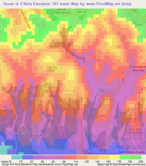 Douar el Z'Atria,Algeria Elevation Map