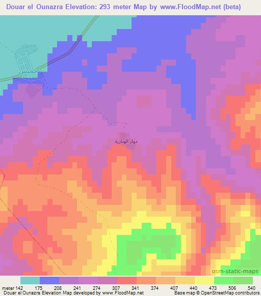 Douar el Ounazra,Algeria Elevation Map