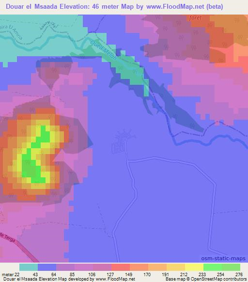 Douar el Msaada,Algeria Elevation Map