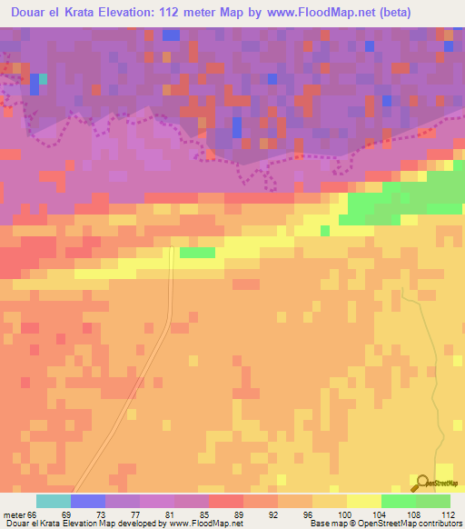 Douar el Krata,Algeria Elevation Map